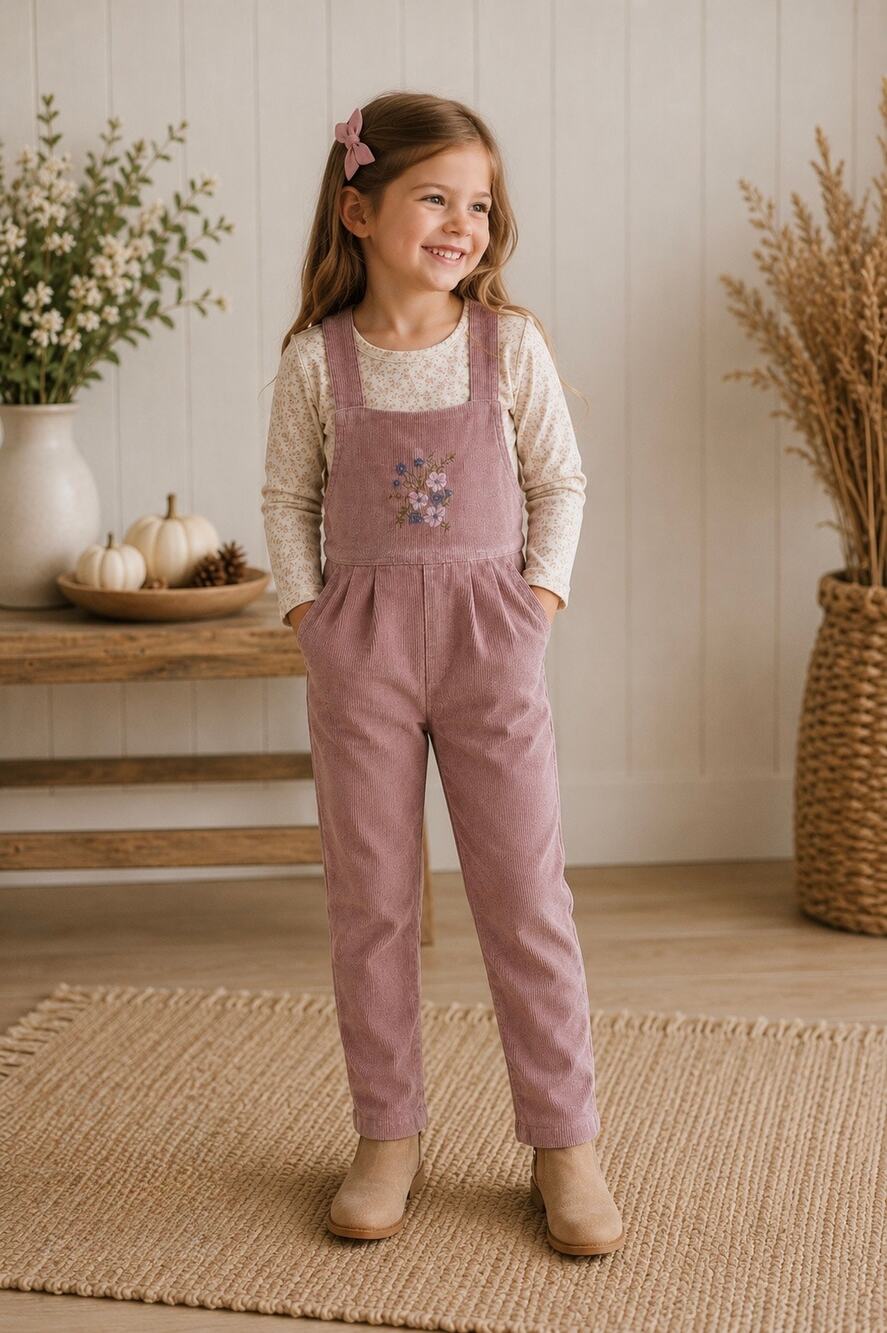 Jamie Kay Juliet Garden Rose Corduroy Onepiece Romper & Floral Top Outfit Set 5